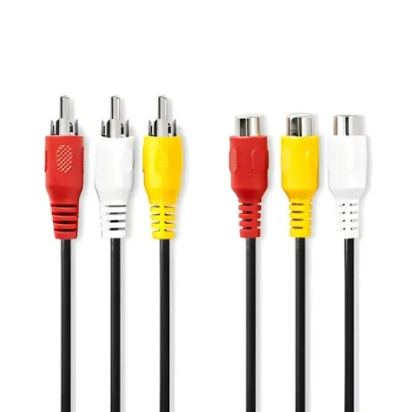 Nedis Prodlužovací kompozitní video kabel 3x RCA - 3x RCA černá / Kabel / 480p / 2 m (CVGL24305BK20)