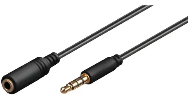 PremiumCord Jack 3.5mm 4pin M/F / Prodlužovací kabel / černá / 2 m (kjack4mf2)
