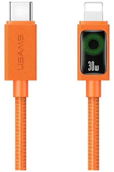 USAMS SJ774 oranžová / Datový kabel / USB-C - Lightning / 1,2 m / 30W PD (SJ774USB02)