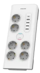 Philips SPN7060WA/58 bílá / Přepěťová ochrana / Schuko / 6 zásuvek / USB-A USB-C / 2m (SPN7060WA/58)