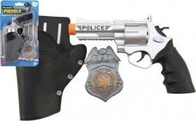 Policejní pistole klapací 20 cm v pouzdru s odznakem plast na kartě