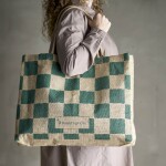 Bloomingville Nákupní taška z juty Bergamo Green, zelená barva, textil