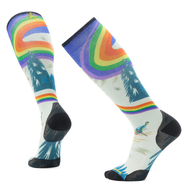 Unisex merino lyžařské ponožky SMARTWOOL Ski Zero Cushion Rainbow Trails Print OT, Laguna Blue velikost: 46-49 (XL)
