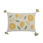 Bloomingville Dekorativní polštář s výšivkou Lemon Yellow 35 × 50 cm, žlutá barva, textil