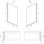 MEXEN - MIST vanová zástěna 70x150 cm 6mm 1-s, černá, okraj, pravá 8A9-070-001-70-70-P