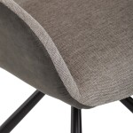 Židle jídelní, béžová látka a tmavě šedá látka v dekoru vintage kůže, černý kov, otočná P90°+ L90° s vratným mechanismem