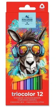 KOH-I-NOOR Trojhranné pastelky Triocolor 12ks Osel (3132012013KS)