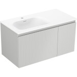 MEXEN/S - Rivel koupelnová skříňka 90 cm s umyvadlem Vela levá, 1S, 1D, reliéf, šedá mat/bílá mat 91A23-09047-3-BBFF62-W23L01
