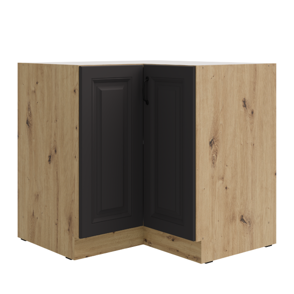 Spodní rohová skříňka Stilo 90x90 DN 2F BB Barva korpusu: Dub artisan, Barva dvířek: Grafit