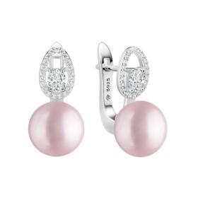 Náušnice s levandulovou 10 mm perlou Noema - stříbro 925/1000, Stříbrná Levandulová