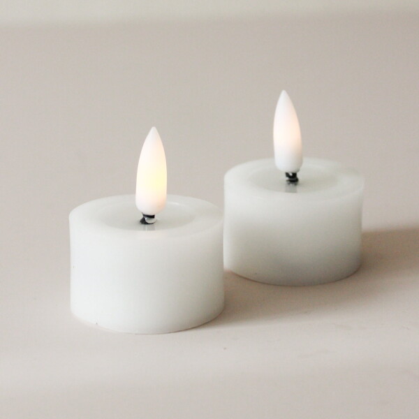 STAR TRADING Čajová LED svíčka Flamme White 4 cm – set 2 ks, bílá barva, plast