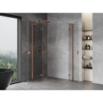 MEXEN/S - Mist-H L Duo sprchový kout dveře křídlové 90 x 85, transparent, měď kartáčovaná 8A5L-090L-085P-65-00
