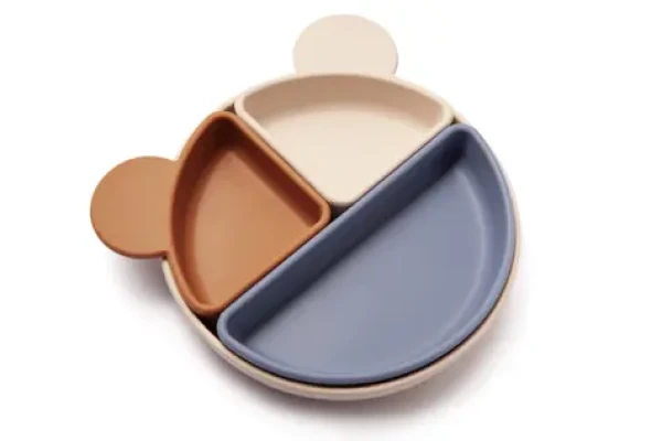 Kidnort Retter 3v1 Silikonový dělený talíř světlý (KNSIL000022)