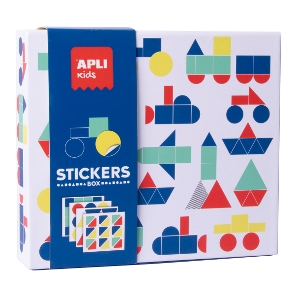 APLI edukační hra se samolepkami - Dopravní prostředky, geometrické tvary, 3+