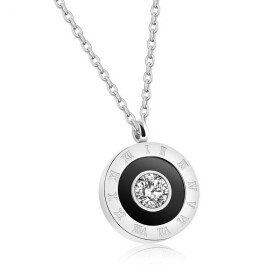 Ocelový náhrdelník se zirkony Zacaría - chirurgická ocel, Stříbrná 40 cm + 5 cm (prodloužení)