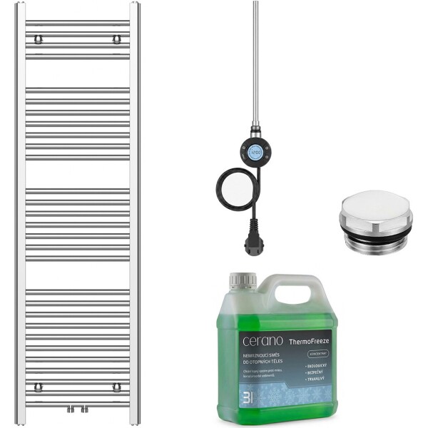 CERANO - Koupelnový elektrický radiátorový set Benito - WIFI - 600W - chrom - 1500x450 mm CER-361229