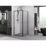 MEXEN/S - Exo sprchový kout dveře křídlové 95 x 95, transparent, černá 8181-095-095-70-00