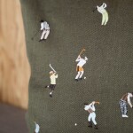 Fine Little Day Lněný povlak na polštář Golfers Embroidered 48 × 48 cm, zelená barva, textil