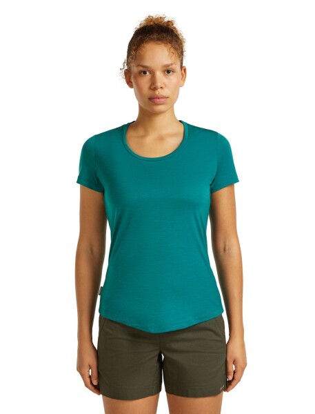 Dámské merino triko s krátkým rukávem ICEBREAKER Wmns 125 Cool-Lite Sphere III SS Scoop, Tidal Teal velikost: XL