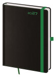 Diář 2027 týdenní B6 Black Green s poutkem na propisku