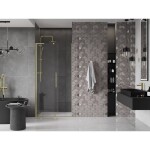MEXEN/S - Velar L posuvné sprchové dveře 120, transparent, zlatá kartáčovaná 871-120-003-01-55