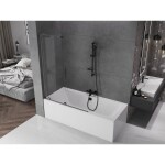 MEXEN/S - Velar L dvoukřídlá posuvná vanová zástěna 120 x 150, transparent, grafit kartáčovaná 896-120-003-01-66