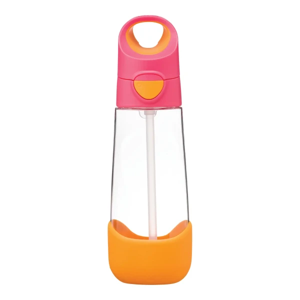 B.box Láhev na pití s brčkem 600 ml - růžová/oranžová