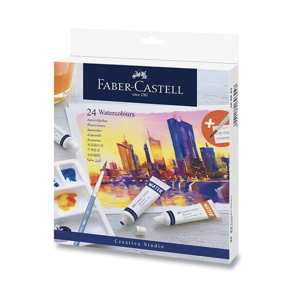 Faber-Castell Watercolours sada 24 akvarelových barev 9 ml, paleta
