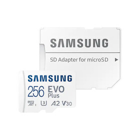 SAMSUNG EVO Plus Micro SDXC 256GB + SD adaptér / U3 / V30 / A2 / Čtení: 130MBps (MB-MC256KA/EU)