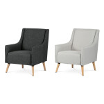 Křeslo, potah černá látka, nohy masiv bříza, přírodní odstín