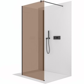 CERANO Sprchová zástěna Walk-in Onyx Corner Round L/P - 8 mm - kulatá vzpěra - černá matná, bronzové sklo - 90x90x200 cm