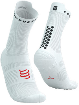 Běžecké kompresní ponožky Compressport Pro Racing Socks v4.0 Run High - White/Black Velikost: EU 45-48