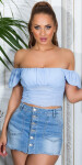 Trendy letní top bez ramen babyblue Einheitsgroesse