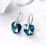 Stříbrné náušnice Swarovski Elements Francoa, stříbro 925/1000, srdíčko, Modrá