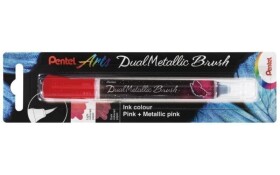 Pentel Dual Metallic Brush štětečkový popisovač - růžový