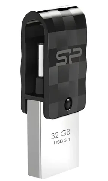 Silicon Power Mobile C31 32GB černá / Flash disk / USB 3.2 Gen 1 / USB-A + USB-C (SP032GBUC3C31V1K)