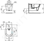 IDEAL STANDARD - Connect Air Umyvadlo nábytkové 640x460x165 mm, s přepadem, otvor pro baterii, černá E0289V3