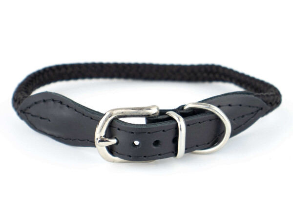 Rope obojek pro psa z lana | 32 - 39 cm Barva: Černá, Obvod krku: 32 - 35 cm