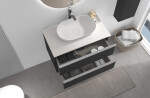 CERANO - Koupelnová skříňka Velora - černá matná, úchytka chromová + deska z lit. mramoru Elanys - 12 mm - bílá matná - 60x54,2x46,5 CER-679435