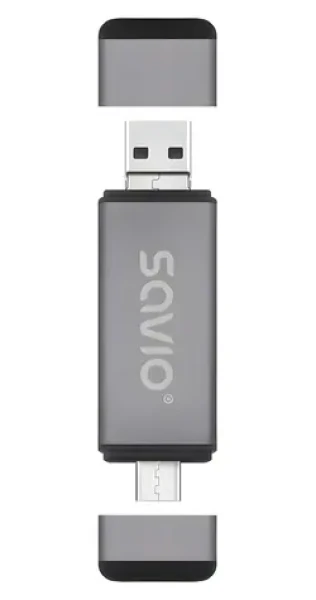 Čtečka paměťových karet 3v1 AK-72 / Čtečka paměťových karet / SD / USB-C, USB-A 2.0, Micro USB (SAVAK-72)