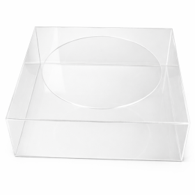 Akrylový stojan na dorty průhledný, čtvercový-25x25x10cm