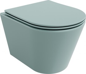 MEXEN - Rico Závěsná WC mísa Rimless včetně sedátka s slow, Duroplast, světle zelená mat 30724048