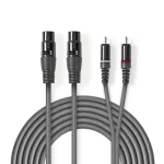 Nedis Vyvážený Audio kabel 2x XLR 3pinová (F) - 2x RCA (M) 1.50 m tmavě šedá (COTH15230GY15)