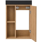 CERANO - Umyvadlová skříňka pro WC Sofia - dub medový + umyvadlo z litého mramoru Sofia - černá matná - 50x70x25 CER-339319