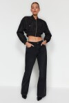 Trendyol Black Stitching Detail Džíny s vysokým pasem a extra širokými nohavicemi