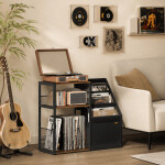 Stolek na gramofon a LP desky 81x30x69cm, mdf, old wood, AKF-E1076 OLW