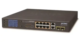 Planet FGSD-1022VHP / PoE switch / 8x 100Mbit / 2x 1Gbit TP/SFP / LCD / 802.3at / 120W (FGSD-1022VHP)