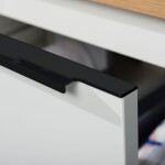 Mereo Mailo, koupelnová skříňka s umyvadlem z litého mramoru 121 cm, bílá, černé madlo CN513MB