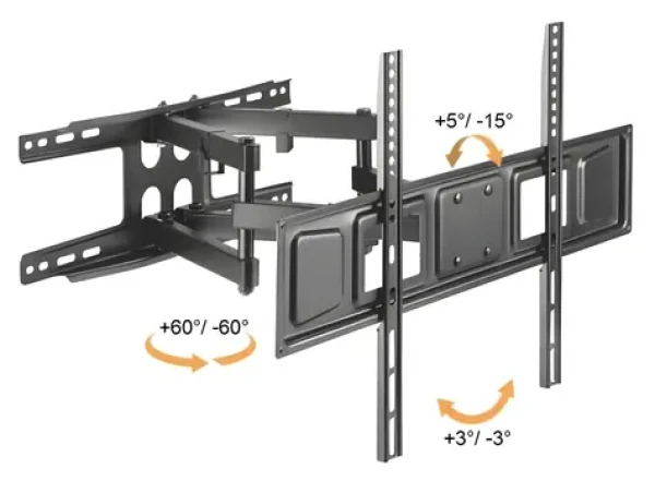 Brateck LPA63-466 černá matná / Výsuvný polohovatelný nástěnný držák pro TV 37"-80" / nosnost 40 kg / VESA 600x400 (BRLPA63466)