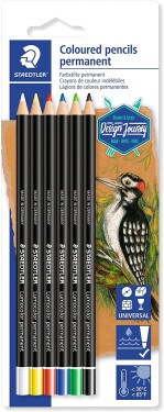 Staedtler Staedtler, 10820BK6-C, Lumocolor permanent, sada permanentních suchých popisovačů (pastelek), 6 ks
